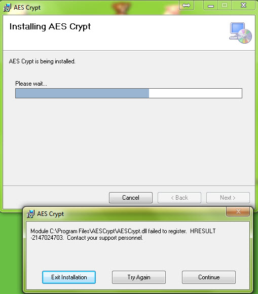AES Crypt 3.1 DLL Registration Error