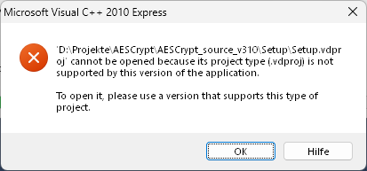 Error on Setup.vdproj